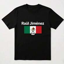 Camiseta casual de mujer de nueva tendenciaRaúl Jiménez Mexico Flag Soccer T-Shirt, Mexican Football Player Graphic Tee,Camisetas populares de para uso diario,camisetas de apoyo para el Mundial,Camisetas del Mundial 2026,Camisetas estampadas,Camisetas estampadas,disfraces de Pascua,Camisetas de dibujos animados/anime - Negro - Ver 1