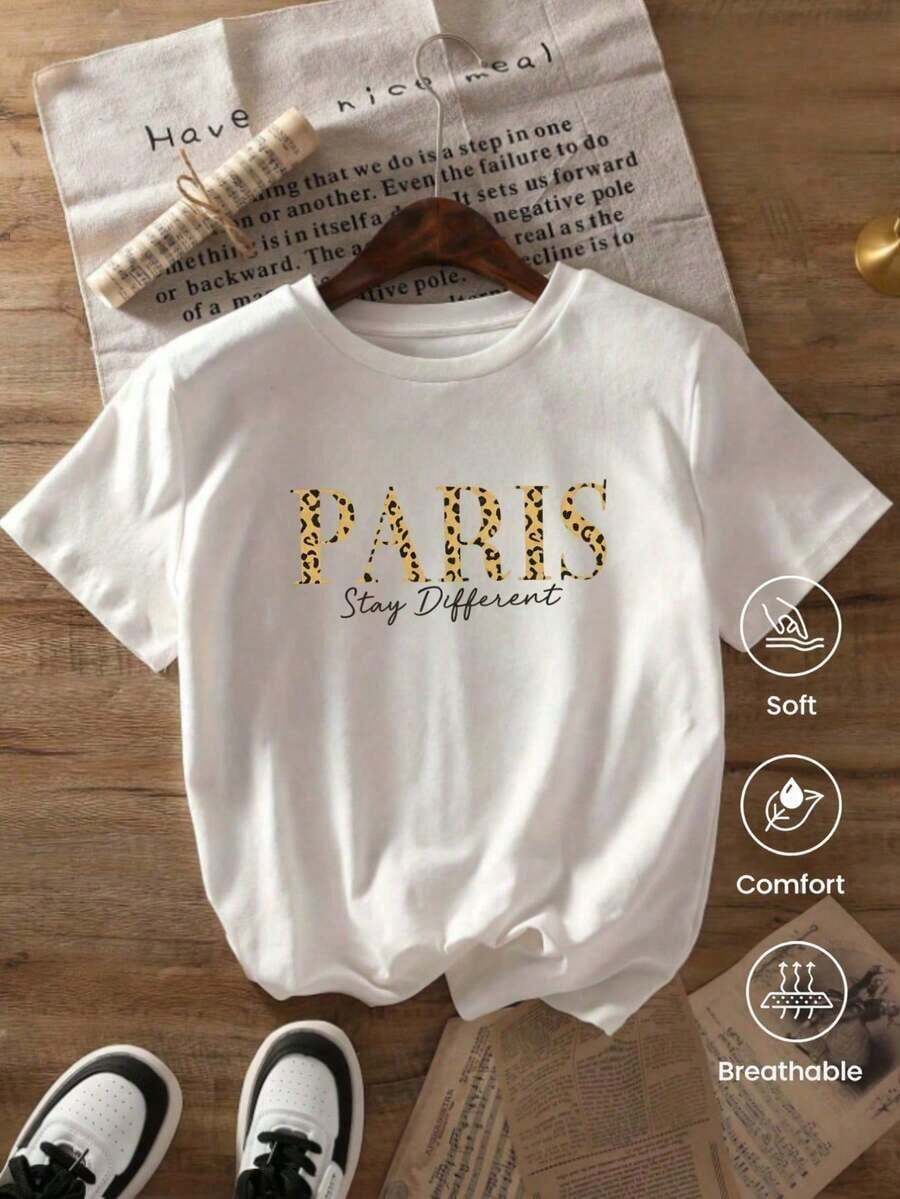 Camiseta de cuello redondo y mangas cortas de ropa fashion, fabricada enéxico, para la temporada primavera-verano 2025.Con estampado de dibujos animados, un modelo de pareja, apta para usar tanto por dentro como por fuera, para oficina y estilo casual, diseñpara hombres y mujeres, en unidad individual.blusas para mujer playeras de mujer blusas casuales para dama - Blanco - Ver 1