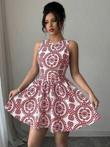 Vestido corto sin espalda para mujer, minimalista y de moda, adecuado para el verano - Rojo - Ver 6