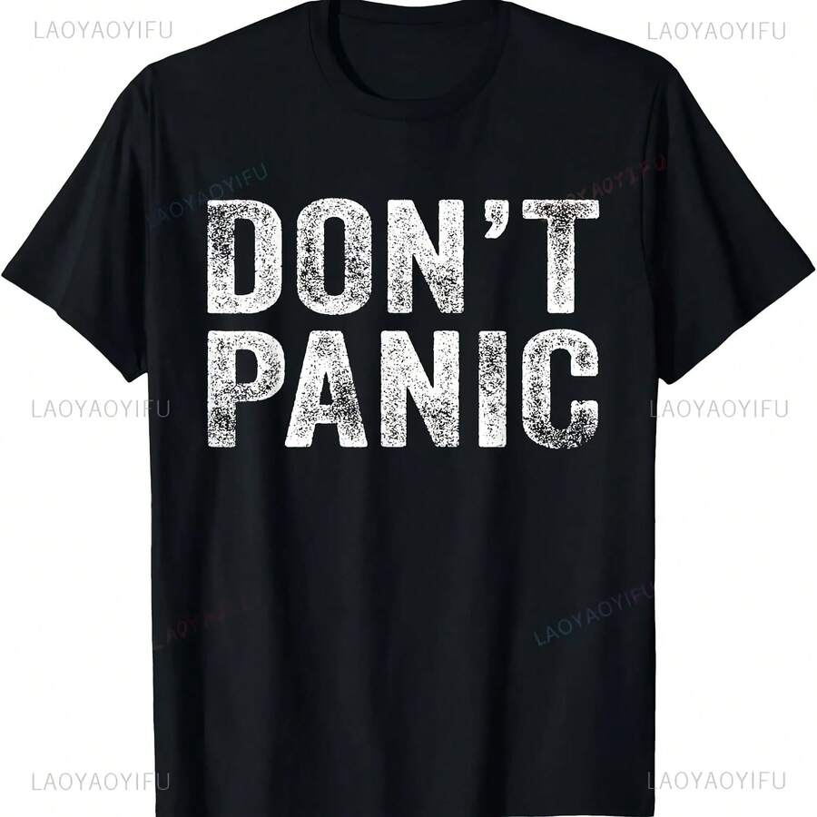 Dont Panic-Camiseta estilo sarcástico para hombre, camisa informal holgada de estilo Hip Hop, ropa de calle suave y transpirable - forma - Ver 1