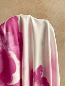 Vestido de tirantes con cuello drapeado con diseño de flores rojas en acuarela para vacaciones de verano - Multicolor - Ver 8