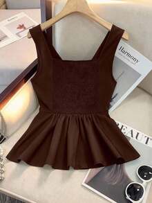 Camiseta sin mangas ajustada para mujer, adecuada para el trabajo, el viaje, las fiestas, la graduación y el uso diario - Café integral - Ver 2