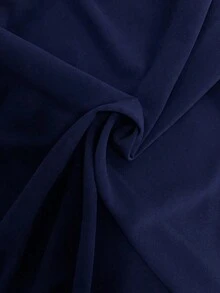 Blusa casual con cuello en V, mangas con volantes y pétalos - Azul marino - Ver 3