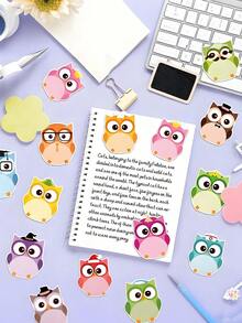6/12pcs Owl Shaped Sticky Notes. Back To School Decorative Stickers. Multi-Color Practical Memo Pads. Suitable For Planning And Recording Schedules. Applicable For School, Office, Home, Back To School Theme Party Gifts And Other Occasions. - Owl - View 7
