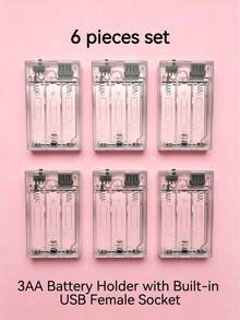 Hộp nguồn đa năng 1 chiếc với cổng USB cái. Sử dụng 3 pin AA (không bao gồm), cung cấp nguồn điện ổn định 4.5V cho các thiết bị điện tử tự chế, đèn LED và các thiết bị nhỏ. Lý tưởng cho phòng ngủ, ký túc xá, chiếu sáng bàn làm việc, cắm trại và trang trí hàng ngày. Nhỏ gọn và dễ mang theo, tuyệt vời cho các dự án DIY thủ công và các thiết bị điện tử nhỏ. - Bộ 6 USB - Xem 3