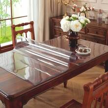 1pc Soft Glass Transparent Table Mat, PVC Clear Dining Table Pad, Minimalist Solid Color Desk Protector, Waterproof Oil-Proof Transparent Table Mat, Heat-Resistant Tabletop Protective Pad, Suitable For Student Desk, Computer Desk, Home Desk In Various Sizes - Transparent - View 9