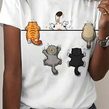 Camiseta para Mujer con Diseño de Oso Minimalista y Texto - Blanco - Ver 1