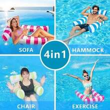 Inflatable Floating Hammock With Drainage Holes, Dual-Use With Backrest, Foldable Inflatable Pool Chair Suitable For Spa, Pool, Beach Party, Multifunctional Pool Party, Summer Outdoor Water Fun Float Chair, Portable Floating Chair Bed, Ideal For Summer Birthday Gift, Party Gift, Student Gift, Spa - Multicolor - View 2