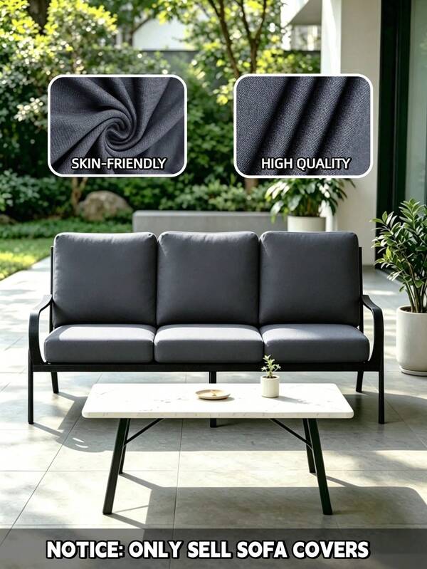1pc Outdoor Solid Color Milk Silk Sofa Cushion Cover, High Elasticity Dust-Proof Removable & Washable, Minimalist Modern All Season Sofa Slipcover Suitable For Garden, Balcony, Patio, Bedroom, Living Room