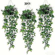 Artificial Plants, Hanging Potted Plants, Wall Hanging Shelf Decor, For Indoor, Outdoor, Living Room Shelf Decor, Home Decor, Room Decor, Garden Decoration, Wall Decoration - Green - View 2