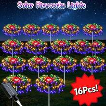 16 Pack Solar Firework Lights Outdoor Garden Decor Waterproof Starburst Fairy String Lights With 8 Lighting Modes DIY Shapeable Landscape Path Lights For Backyard Patio Walkway Holiday Party Celebration Warm White Multi Color White - Solar garden lights - 查看 14