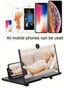 1 HD Phone Screen Magnifier With Foldable Stand - 12 Inch Desktop Video Magnifier (Share Roses, Enjoy Fun, Please Give Good Reviews) - Multicolor - View 3