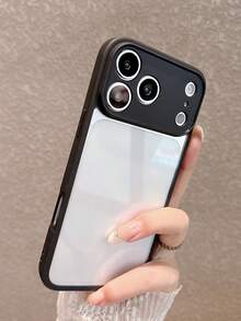Full-Coverage Shockproof Black Acrylic Hard Phone Case, Compatible With IPhone 17 Pro Max/17 Pro/17/16 Pro Max/16/16 Pro/16 Plus/15/15 Pro Max/15 Pro/15 Plus/11/12/13/14 Pro Max/12 Pro/12 Pro Max/13 Pro/13 Pro Max/14 Pro/14 Pro Max - Black - View 4