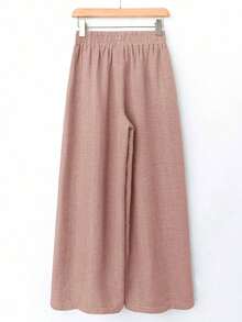 Pantalones casuales de unicolor para mujer, aptos para el verano - Rosa - Ver 2