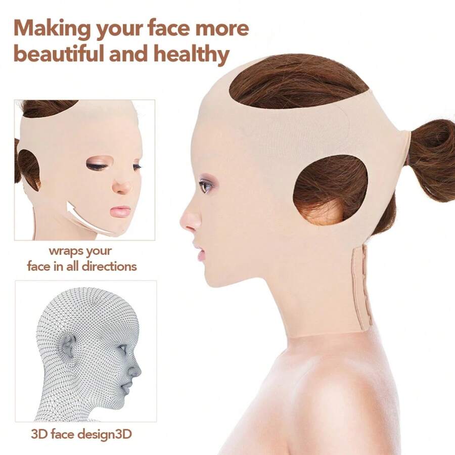 Vendaje adelgazante antiarrugas para mujer, reutilizable, transpirable, 3D, moldeador en V, Estiramiento Facial completo, mascarilla para dormir, vendaje adelgazante Facial - Cinturón adelgazante facial - Ver 1