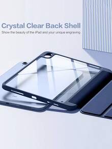Shockproof Case Compatible With Ipad 11th Generation 2025 & 10th Generation 2022, Pencil Holder, Clear Hard Back Shell, Auto Sleep/Wake Function, Dark Blue - Navy - View 4