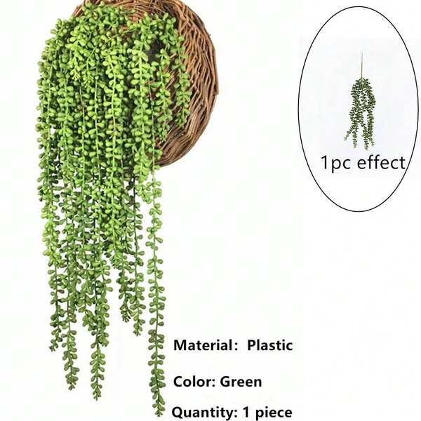 1 件 5 爪人造绿色植物常春藤吊篮墙饰，室内装饰