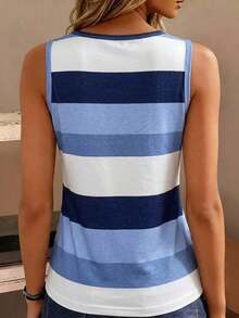 Camiseta de tirantes con estampado de palmeras para mujer - Azul - Ver 2