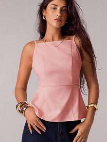 Parte superior sin mangas para mujer, adecuada para primavera y verano, con estilos románticos/de graduación/formales/de cumpleaños/de los 90/casuales de negocios/elegantes/de vestir occidental/para salir/de moda/casuales/Y2K/de club/de oficina/de cóctel/vintage/de festival rave/divertidos/elegantes/de dinero antiguo/de ropa urbana/de vacaciones/de conciertos de country/de trabajo/modestos/de vacaciones de primavera/de conciertos/de chica mala/básicos/de graduación - Rosa - Ver 7