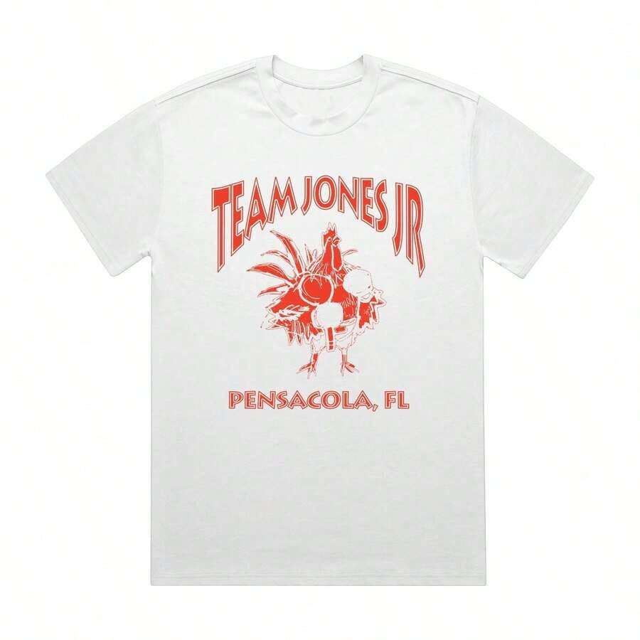 Solt 1pscDeath Row Rooster Red Print White Tee – RJJ FIGHT STORE,deal para uso diario, salidas, citas y vacaciones100%cotton graphic - Blanco - Ver 1
