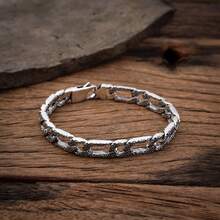 1 pieza Nuevo brazalete artesanal con patrón arabesco para hombres, elegante y versátil de estilo vintage retro - E372 - Ver 8