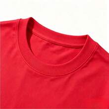 Men's Casual Summer Washed Cotton T-Shirt Old Row Outdoor Fish Print, Round Neck Short Sleeve Lightweight Knitted Fabric, Rib Details 100% Cotton - 純棉紅色 - 查看 4