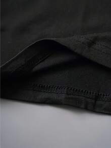 1 pieza de camiseta casual de manga corta con cuello redondo para mujer, de la serie deportiva de moda, con estampado de palmeras y atardecer en la playa, 100% algodón.ropa de calor mujer - Negro - Ver 4