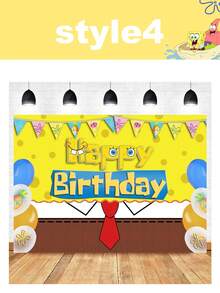 SpongeBob SquarePants SquarePants Series Birthday Party Backdrop Fabric - Multiple Styles Of Cartoon Printed Party Banners For Event Photography And Decoration Of Walls - Multiple Styles - View 14