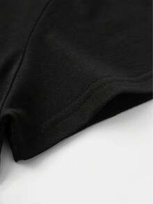 Cuidado del cáncer de mama en mujeres con un tema de Mes Rosa, esta camiseta deportiva casual con la letra 'Letter' presenta un cuello redondo, un tejido suave y transpirable, y es un top cómodo y versátil de manga corta para la moda. - Negro - Ver 4