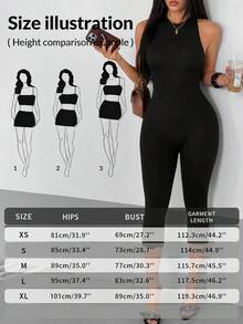 AiTyi Women's Jumpsuit, Recommend Ordering One Size Down, Fashionable Casual Daily Summer Jumpsuit, Graduation/Back-To-School Outfit, Commuting Wear, High-Stretch Knit, Skinny Fit, Beach/Seaside Outfit, Young, Night Date, Y2K Style, Black Jumpsuit - Black - View 7