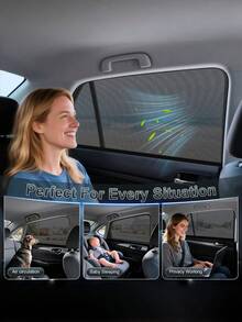 1 par de malla de sombrilla para ventana de coche pequeño, de doble capa de alta elasticidad anti-insectos, transpirable, instalación sin herramientas, protección de privacidad, adecuado para sedanes compactos y hatchbacks - A - Ver 6