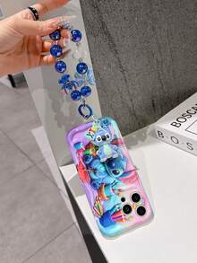 Disney Lilo & Stitch Phone Case With Stitch Charm And Stitch Lanyard - Cute Stitch Protective Case With Art Supplies And Pastel Gradient Background Design, Equipped With Delicate Stitch Decorative Lanyard And Beaded Bracelet For Easy Carrying, Compatible With IPhone 17, 16, 15, 14, 13, 12, 11 Pro Series, Ideal For Birthdays, Holidays, Anniversaries, Graduation Gifts, Or Any Special Occasion To Surprise Family, Friends, Classmates, And Loved Ones. - trắng - Xem 5