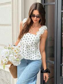 Frenchy Top de camisola elegante sin mangas con volantes en el bajo, de unicolor, para el verano - Blanco y Negro - Ver 6