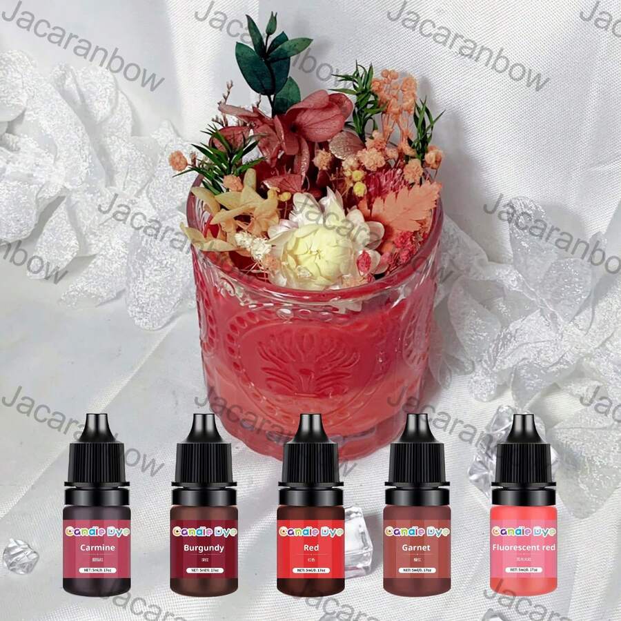 5色/套 - 香薰蜡烛染料,高浓度染料/颜料,适用于手工DIY肥皂、石蜡、大豆蜡、蜡烛制作 - 也适用于艺术绘画用途 - Red Series / 5 Colors - 查看 1