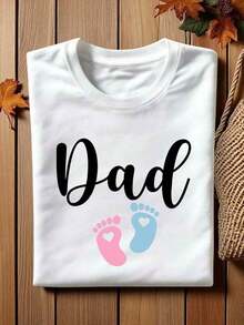 Camiseta para Papá, Camiseta para Revelación de Género, Camiseta Rosa o Azul, Regalo para Revelación de Género, Camisetas para Fiesta de Revelación de Género, Camisetas para Nuevo Papá, Camisetas para Anuncio de Bebé.CB-407 Transpirable y cómodo - Blanco - Ver 4