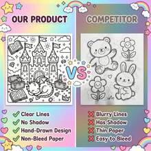 Kawaii 著色書－高品質星空夢幻主題，附鮮豔插圖，不透光超感紙，騎縫裝訂，適合紓壓放鬆，青少年、成人與長輩的完美禮物－精緻圖案趣味活動 - 彩色 - 查看 3