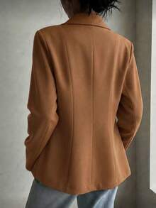 FASHION MO FEMININE- MK0254, Women's Blazer, Suit Jacket, Fitted, Elegant, Formal, Modern, Valentine's Day SHE(IN) - 米色 - 查看 5
