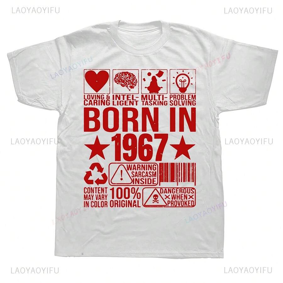 Camisetas con estampado de código de barras para hombre, ropa de calle de manga corta, estilo Harajuku, con etiqueta de advertencia, 1967, gran oferta - forma - Ver 1