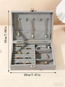 1pc Large Capacity Jewelry Box, Jewelry Storage Box, Desktop Jewelry Display Tray, Cabinet Storage Box, Ring Jewelry Box, Multi-Layer Locked Jewelry Box, Travel Portable Jewelry Rack, Jewelry Suitcase, Perfect Gift For Wedding And Birthday - Jewelry Box With Lock - View 9