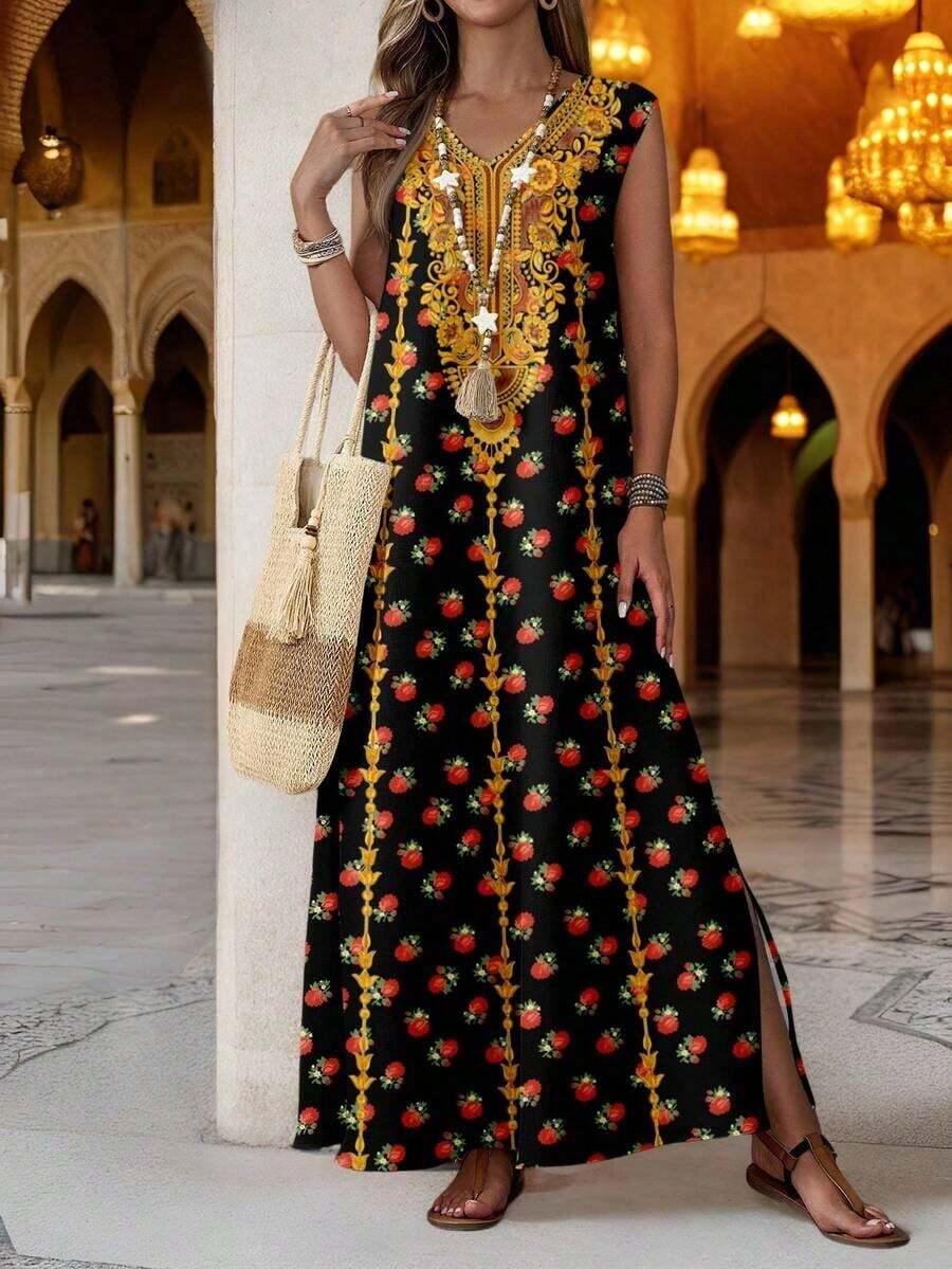 Vestido sin mangas con estampado geométrico para mujer - Multicolor 3 - Ver 1