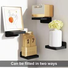 4-Pack Small Floating Wall Shelves, 5-Inch Wooden Shelf For Room Decoration, Mini With 2 Installation Options - Black - View 7