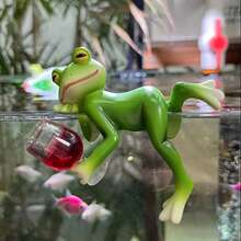 1pc Whimsical Resin Frog FigurationVibrant Garden Decoration With Wine Glasses And Wine Bottles, Outdoor/Indoor Hanging Decoration, Suitable For Flowerpots, Glass Containers, Fairy Gardens, Durable Outdoor Decoration - Frog - View 1