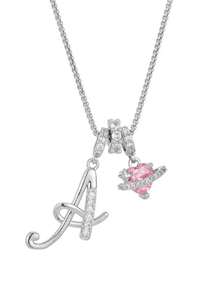 1 pieza Collar de acero inoxidable dorado con colgante de corazón rosa, letra personalizada y circonita cúbica exquisita, collar con letra de nombre simple, regalo de moda para novia, mamá, familia, amiga, hija, adecuado para aniversario, Día de San Valentín, Día de la Madre, cumpleaños, graduación, uso diario, boda, baile de graduación - Plateado - Ver 4
