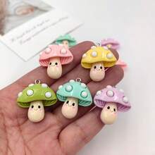 10pcs Cute Mushroom Pendant Set For Jewelry Making, Includes Resin Vegetable Pendants, Suitable For Flat Back Earrings - Random Mix - Multicolor - View 4