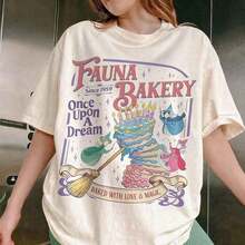 Camiseta Fauna Bakery Horneada Con Amor Y Magia, Camiseta Princesa Durmiente, Camiseta Hada Madrina, Camisetas Familiares Para Parque Temático, Camiseta Fresca De Verano, Estilo Unisex - Blanco - Ver 7
