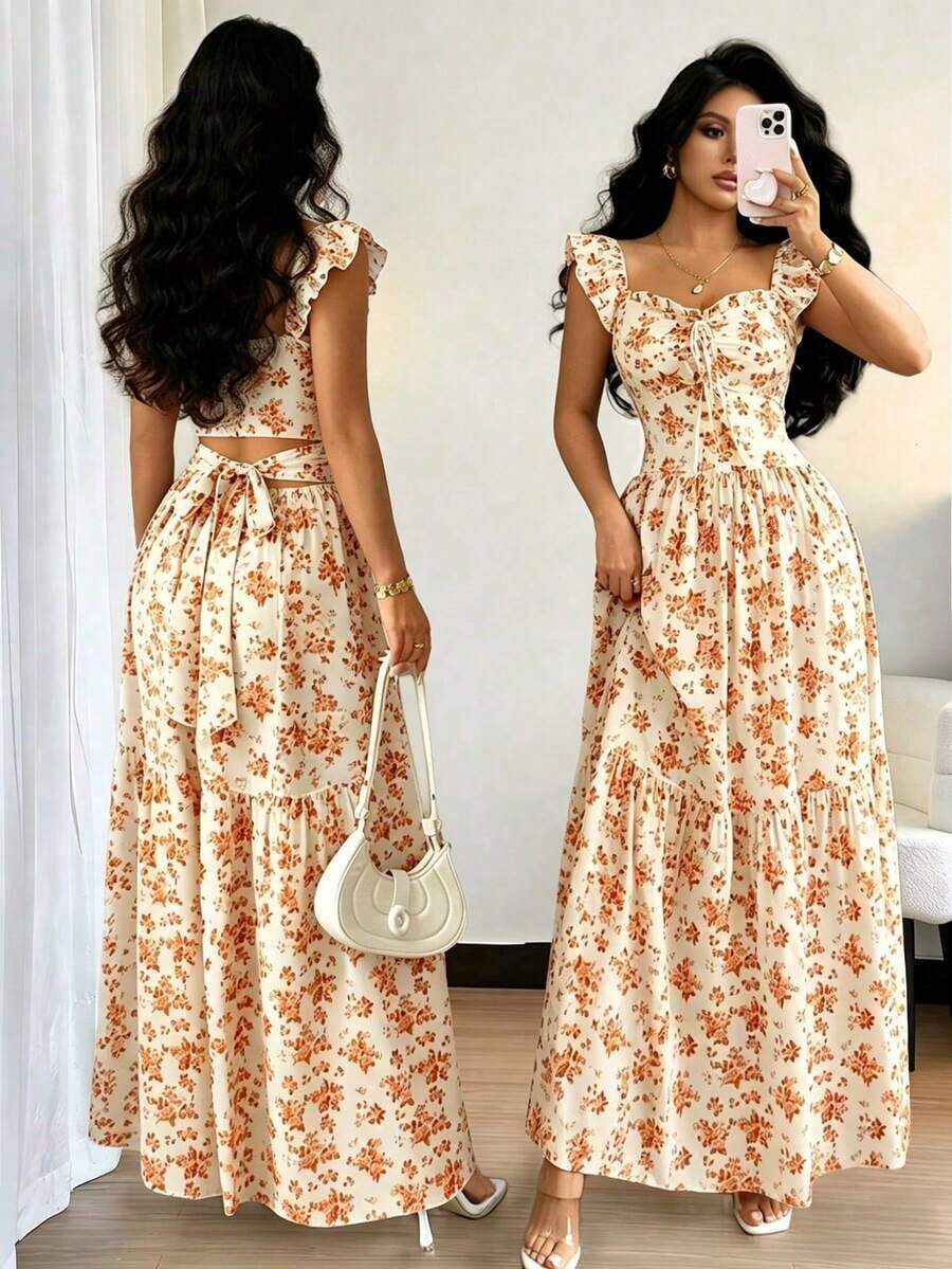 Women's Casual Summer Dress With Polka Dot Print, Bohemian Style, Loose Fit, Mid-Length, For Beach Vacation - 黃色 - 查看 1