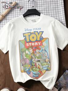 Disney Boys' Clothing Summer Short Sleeves - Toy Story Family Photo - Printed Pattern T-Shirt Pullover, Boys' Clothing, Suitable For Boys' Daily Wear - 白色 - 查看 3