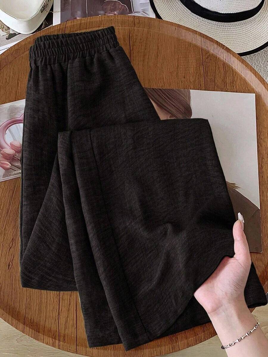 Pantalones casuales de unicolor para mujer, aptos para el verano - Café integral 2 - Ver 1