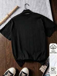 Camiseta casual de manga corta de 100% algodón con estampado de matcha, camiseta gráfica, ropa de exterior, estampado impreso, camiseta de verano, camiseta de mujer, blusa de verano, atuendo de vacaciones, estilo de playa, ropa de resort minimalista - Negro - Ver 2