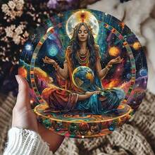 1 Vintage Gaia Earth Meditation Mandala| Aluminum Wall Art, 8.0inch X 8.0inch, Durable, Waterproof, Fade-Resistant, Easy To Install, Suitable For Home Decoration, Meaningful Gift - 1PC - 查看 4